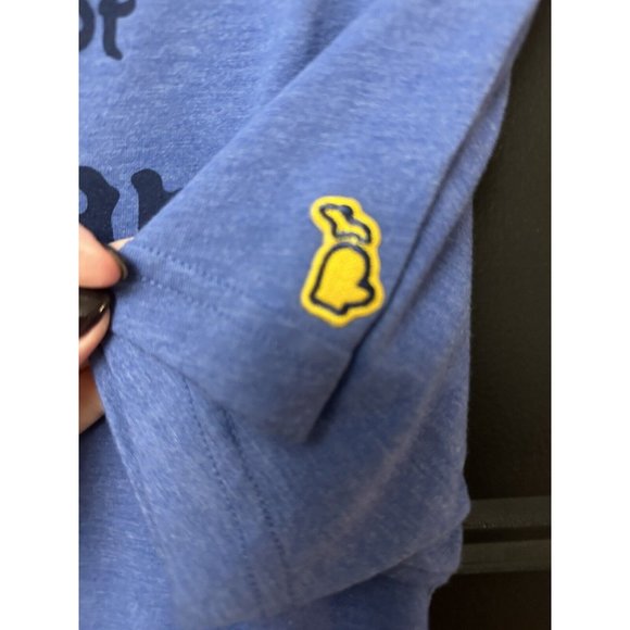 The Mitten State UofM Michigan Crew Neck Blue TShirt Size Small Unisex Wolverine - Picture 5 of 7